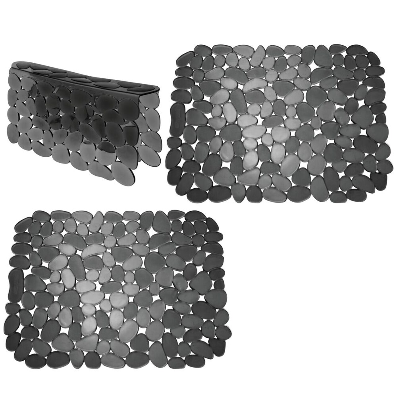 mDesign Plastic Kitchen Sink Protector Set - Pebble Design - Set of 3